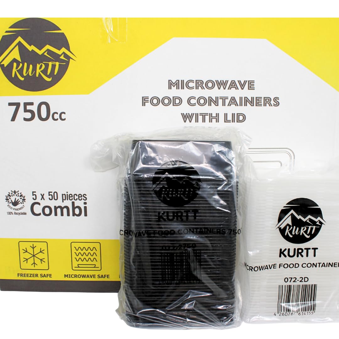 KURTT 100 piezas, contenedores para preparación de comidas, recipientes para comidas, tazones para microondas con tapas, recipientes para conservar alimentos frescos, reutilizables, aptos para