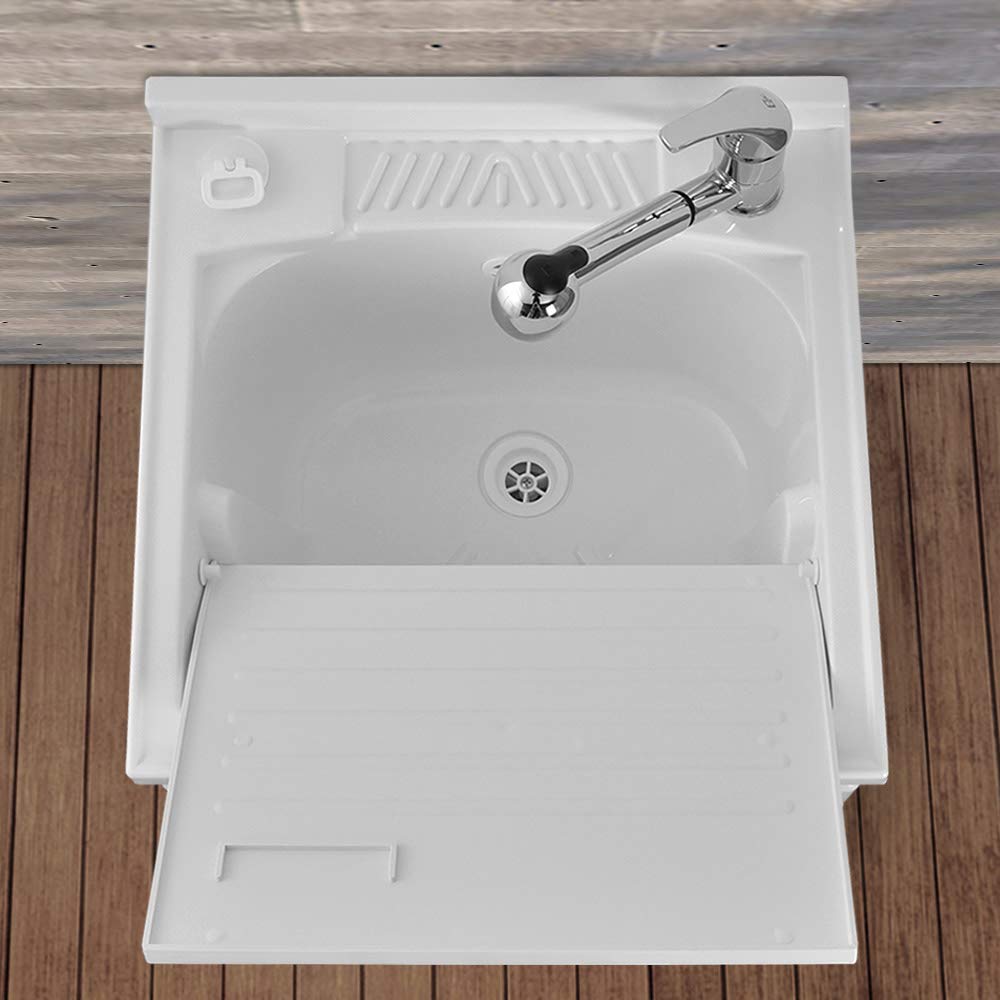 Mobile lavatoio in Resina, ideale per esterni e interni, 45x50-50x50-45x60-60x50-60x60, COMPLETO di asse lavaggio e kit sifone + piletta (60x60)