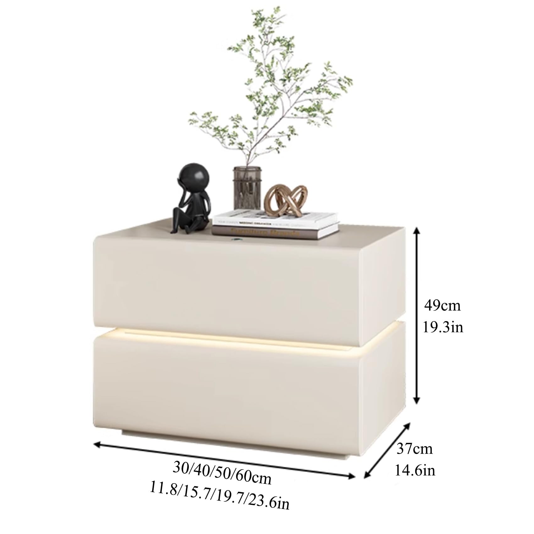 Nowoczesna szafka nocna z 2 szufladami stolik nocny z litego drewna ze skórą z mikrofibry stolik nocny do sypialni do przechowywania brązowy 30 cm x 37 cm - stylowe i funkcjonalne futro