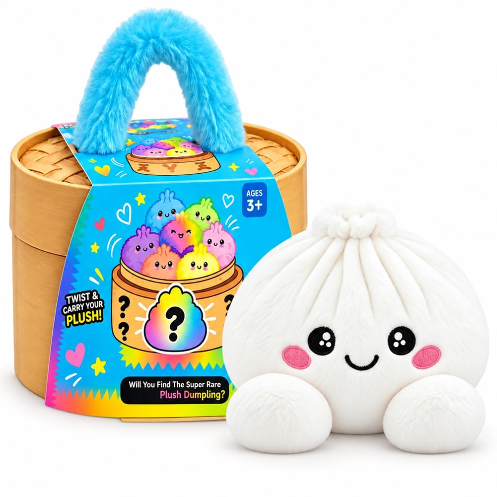 Kouipoie Dumpling Plush Blind Box,Squishy Plush Toy with Steamer Gift Box，D