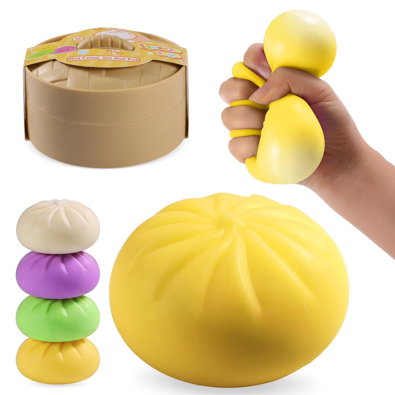 Squishy Dumpling Sensory Toys Mystery Dumpling Squishy Stress Relief Fidget Easter Gifts for Kids & Adults Anxiety Relief Squeeze Toy for Boys and Girls Easter Basket Stuffers for Teens (Purple) — view 9