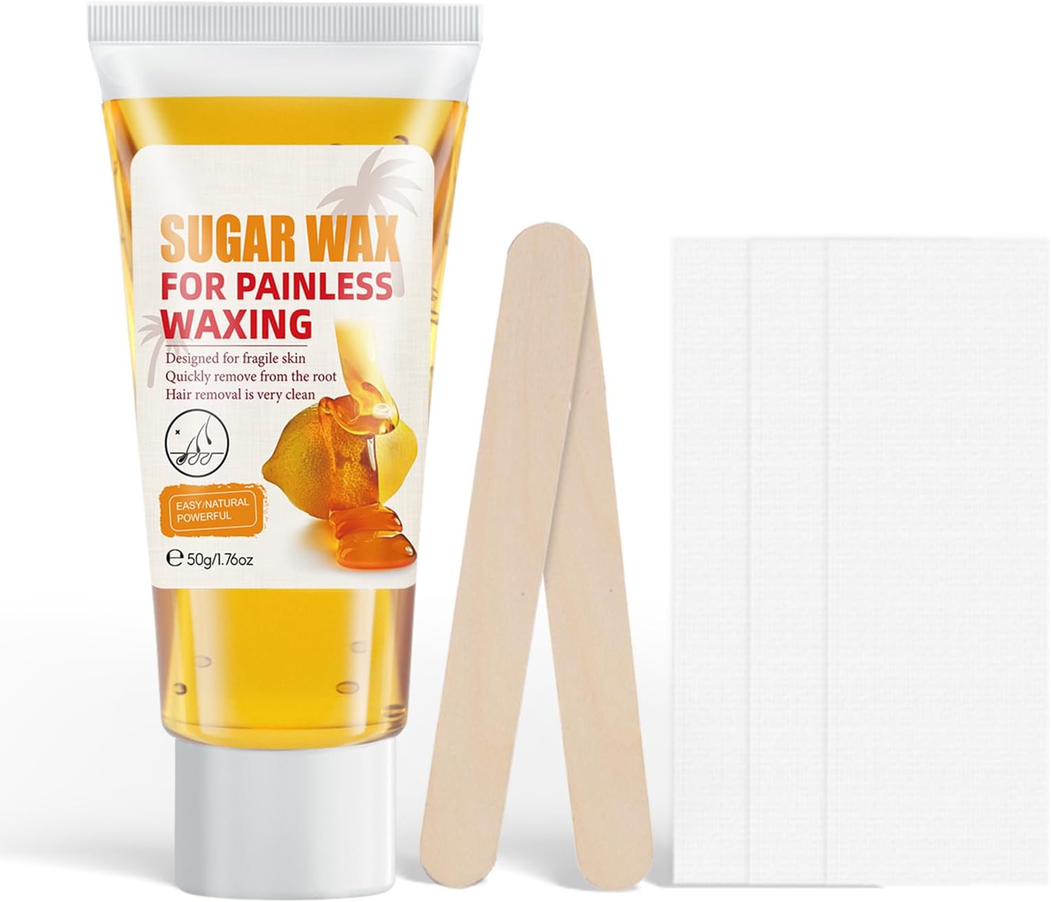 Sugar Wax Kit No-Heat Formula Waxing Sugar Paste Sugar Wax Hair Removal Kit For Face Legs Body Bikini Eyebrow All Body Areas 100% Natural Soft Wax For Sensitive Skin