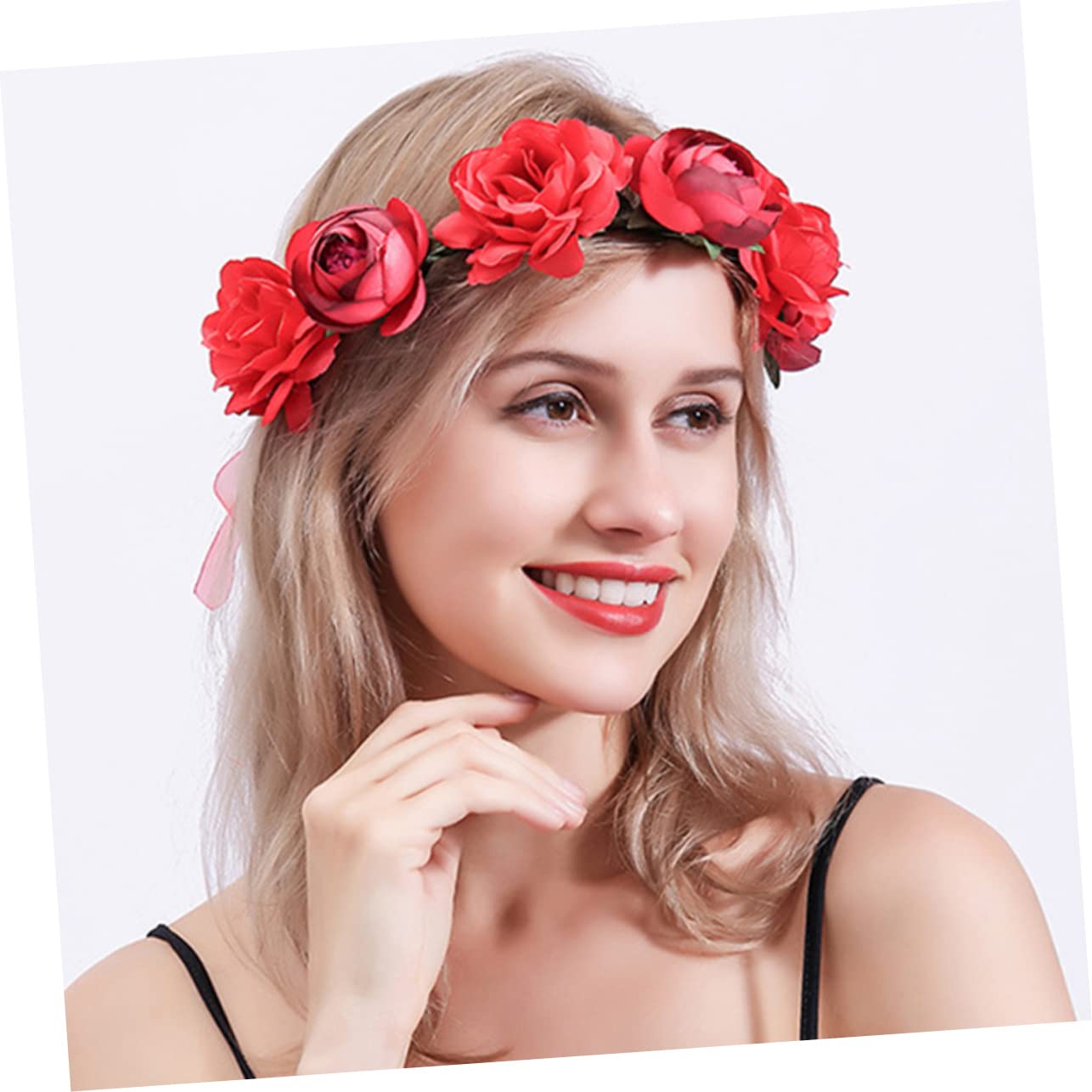 Abaodam 4piezas Diadema De Flores Artificiales Para Novia Adorno Floral Elegante Para Bodas y Fiestas Diadema De Rosa Roja Diseño Chic y Duradero Accesorio Para Ceremonias y Uso Diario