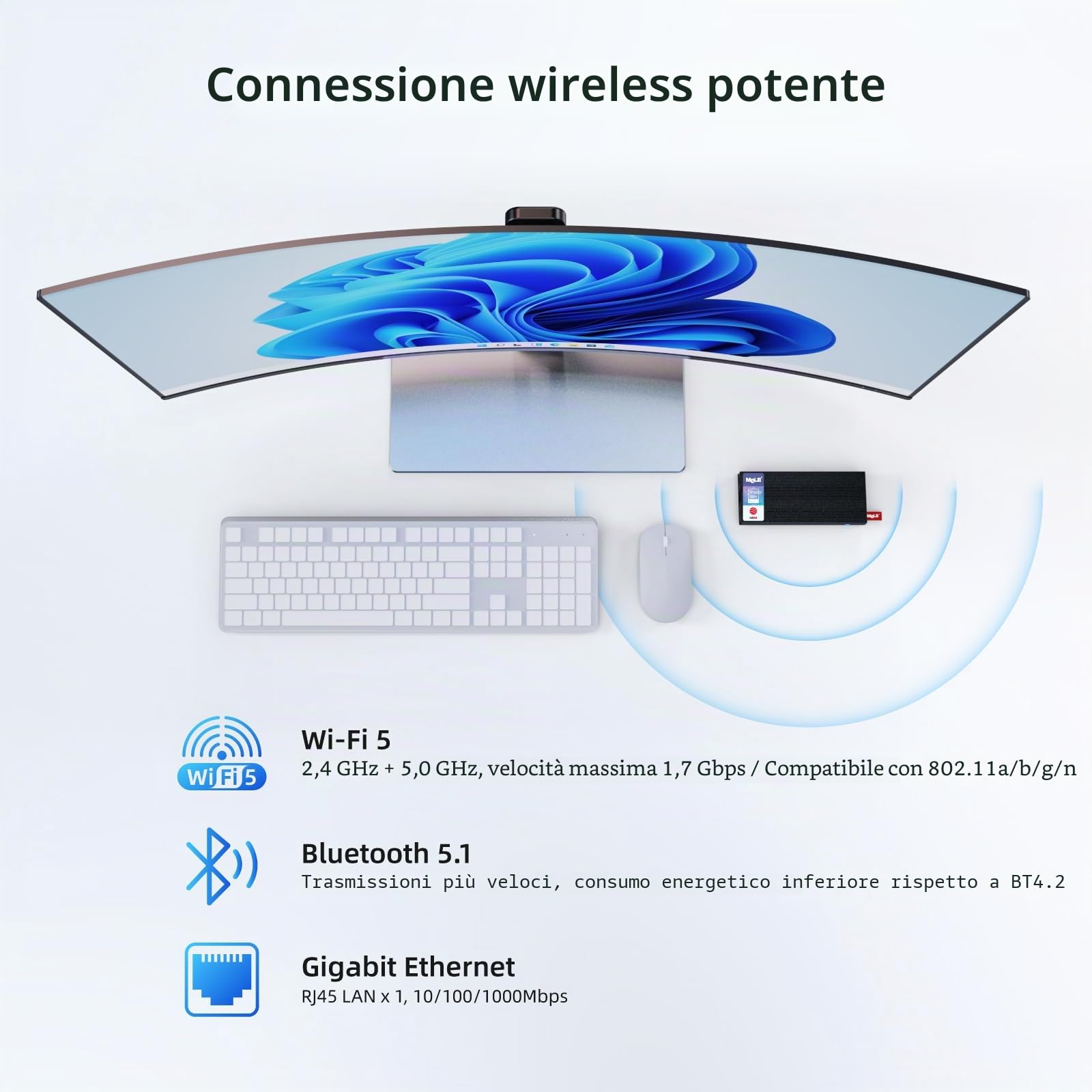 Mele Senza Ventola Mini PC Stick PCG02 Pro 12th Gen Alder Lake - N100(fino a 3,4 GHz), 8GB DDR4 RAM 256GB Bastone per Computer da Tavolo 4K Doppio HDMI/WiFi/BT/Ethernet,Casa Ufficio Industriale