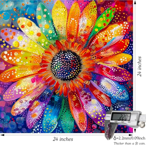 image for Bgraamiens Puzzle-Colorful Rainbow Pointillisme Gerbera Flower Jigsaw 