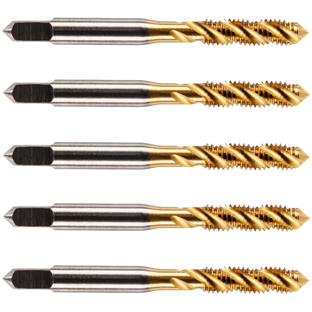 Rennie Tool - 5 Pack - M4 x 0.7 Spiral Flute Taps HSS M2 Titanium Coated
