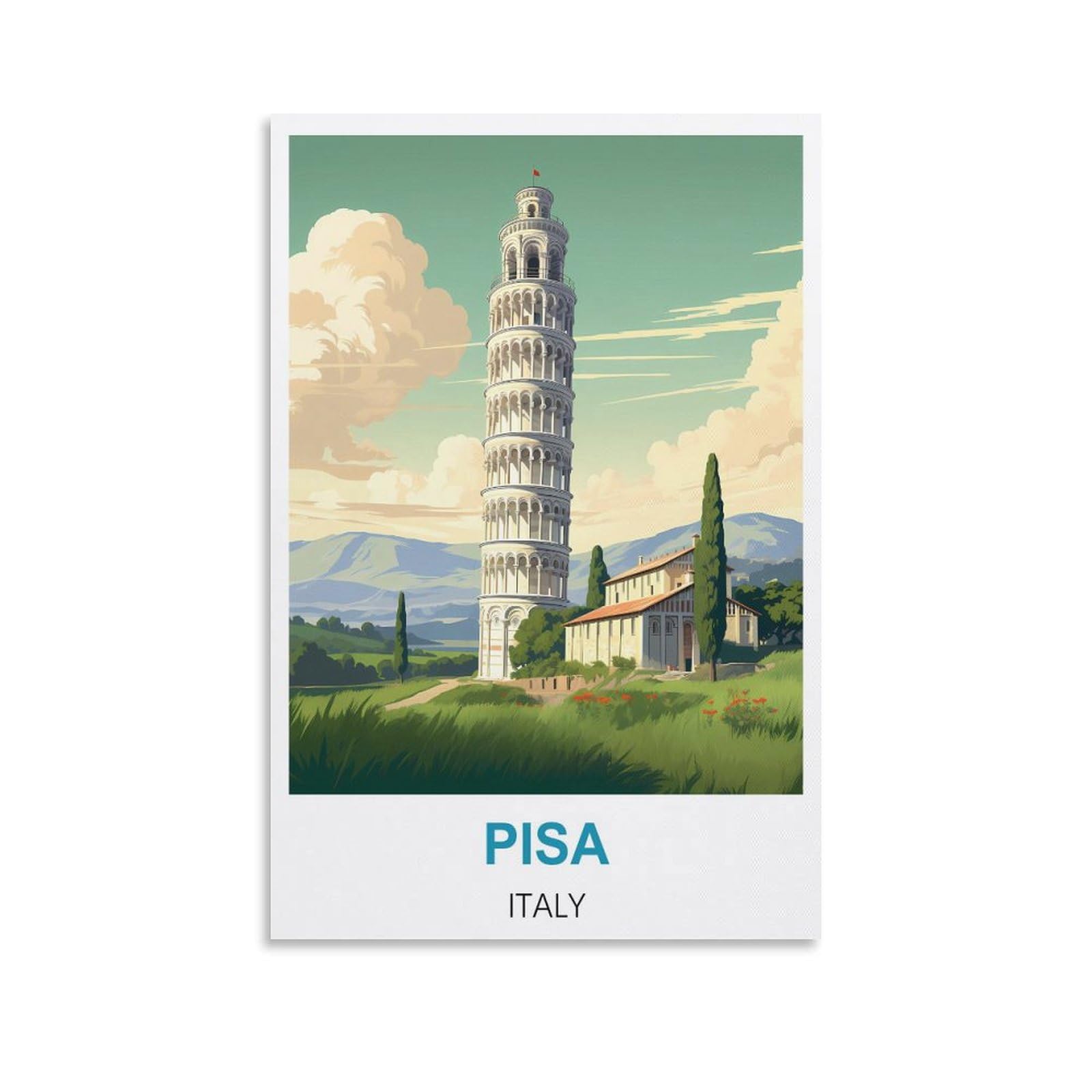 Metal Sign Tin Sign,Pisa Italys,Personalized Vintage Style Retro Tin Sign Custom Sign for Wall Outdoor, Indoor, Street, Office 15x30cm