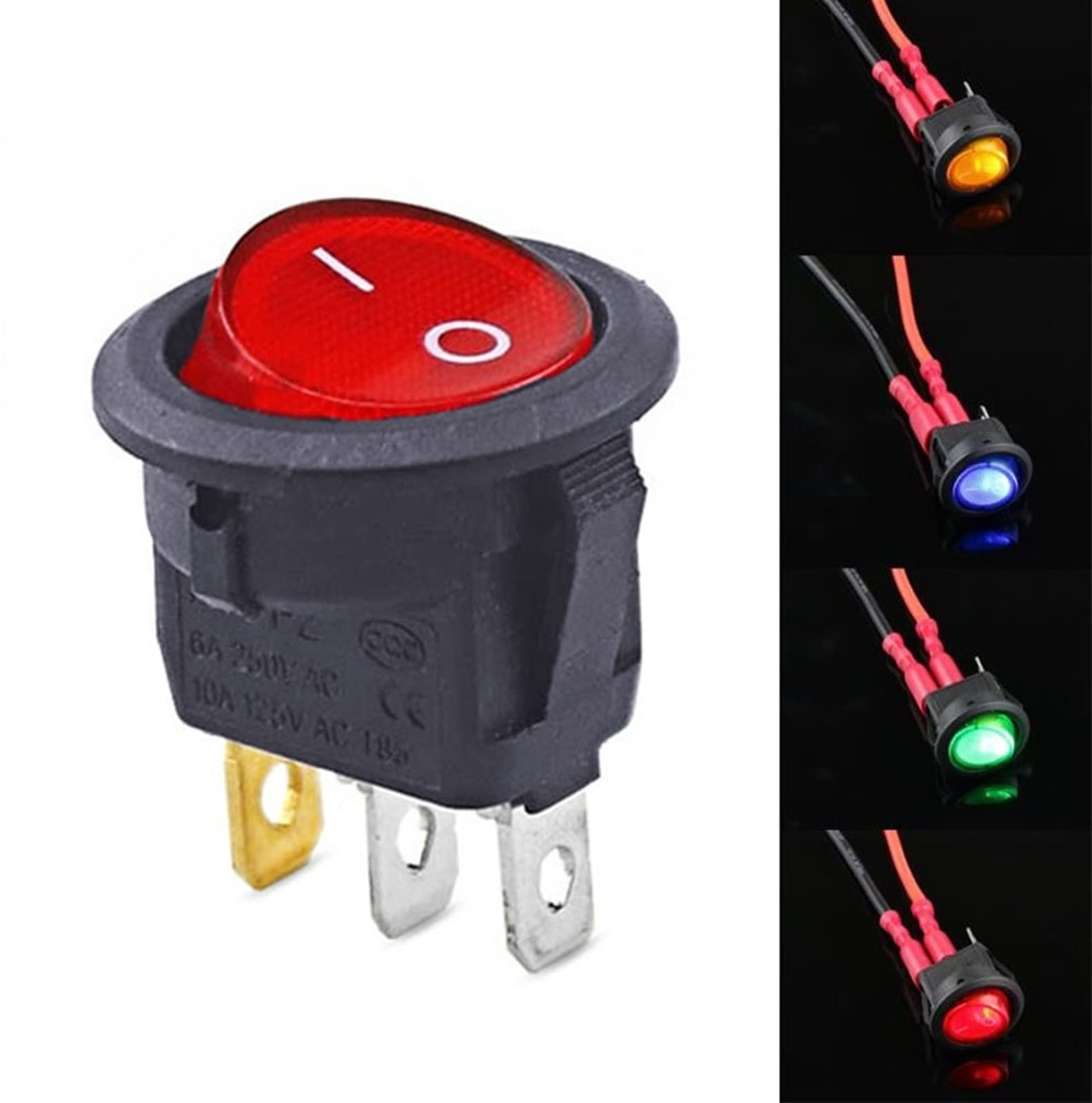 1 Uds. Interruptor led de 12v 20A 12V Interruptor de luz Interruptor de Encendido botón de Coche Luces de Encendido/Apagado Interruptor basculante Redondo de 3 Pines