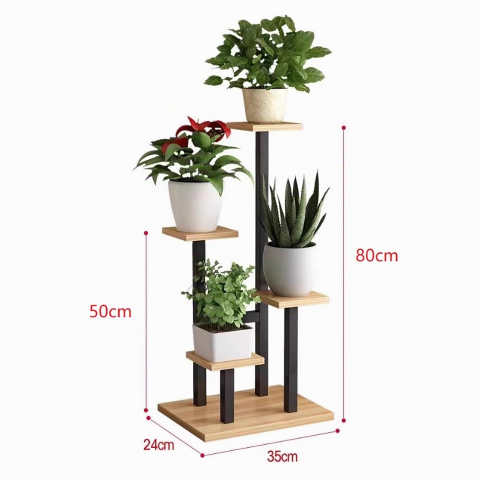 Support de Plante à 4 Niveaux Étagère pour Plantes en Métal Blanc