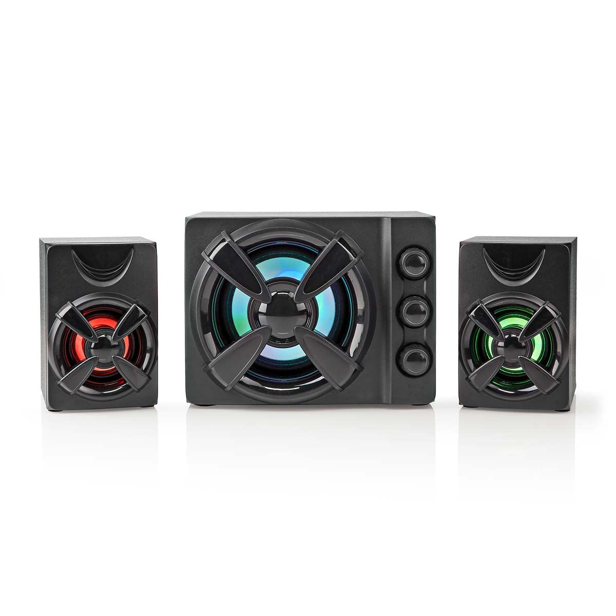 NEDIS Gaming-Lautsprecher | Lautsprecherkanäle: 2.1 | Stromversorgung über USB | 3.5 mm Stecker | 33 W | LED | Lautstärke-Regler, Black