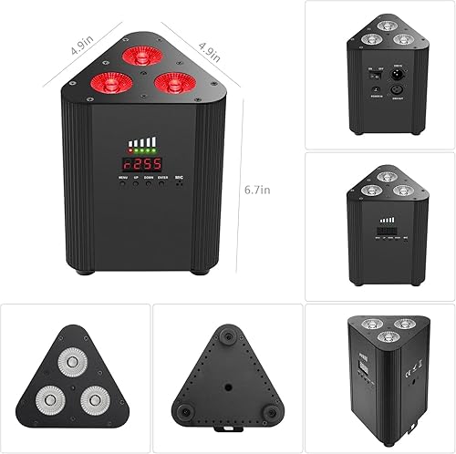 Vista 11 de RGBW 4 en 1 - Luces de escenario recargables con batería por control remoto y DMX para Navidad, DJ, espectáculo en vivo, boda, fiesta, evento