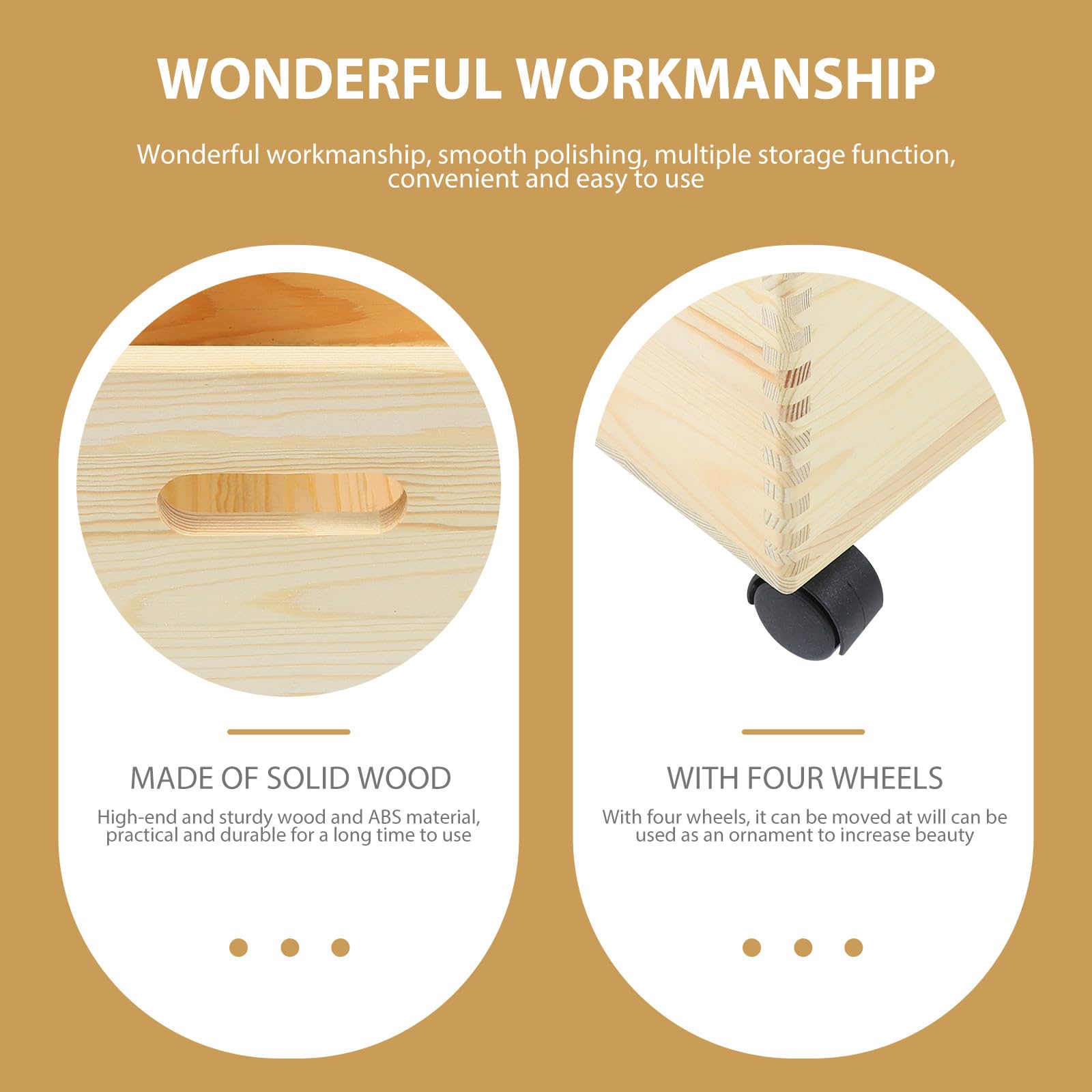 SUPVOX Caja de Almacenamiento de Madera Ruedas para Uso Múltiple, Diseño Práctico y Material Abs Duradero, Adecuado para Organizar Artículos Diversos Hogar