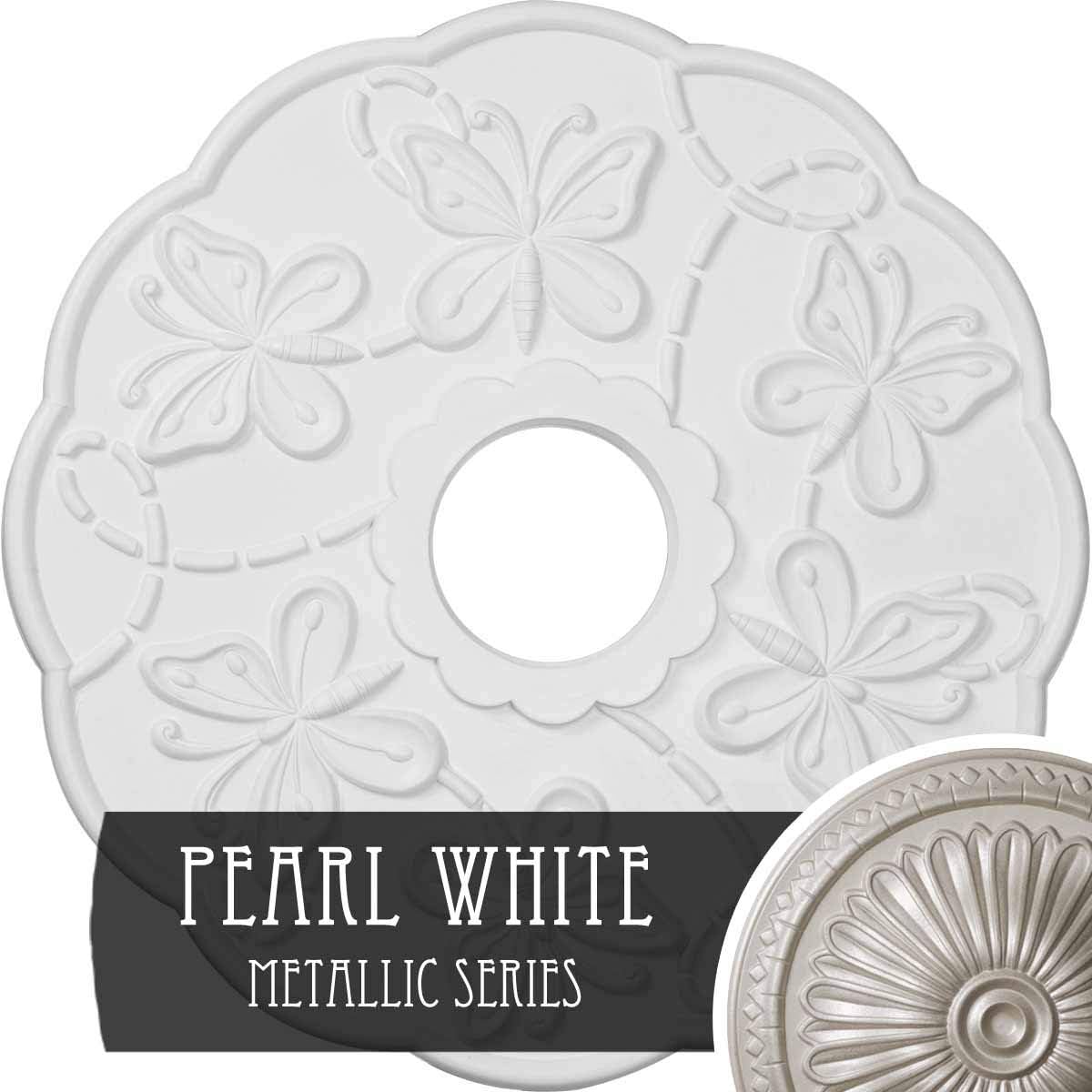 Limited Discount Ekena Millwork CM17TSPWS Terrones Butterfly Ceiling Medallion, 17 7/8OD x 3 7/8ID x 1P, Hand-Painted Pearl White