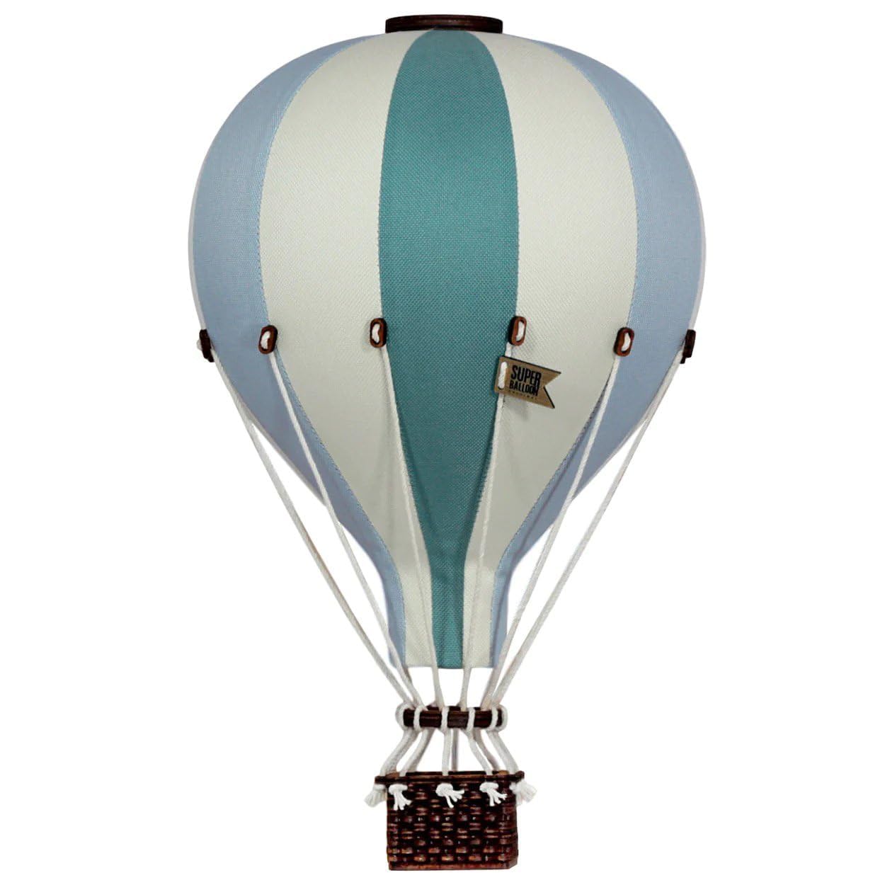 Heißluftballon Deko – Ø 20 cm – Handgefertigt in Polen – Inkl. Befestigung – Grün, Blau, Ecru – Perfektes Geschenk für Kinderzimmer