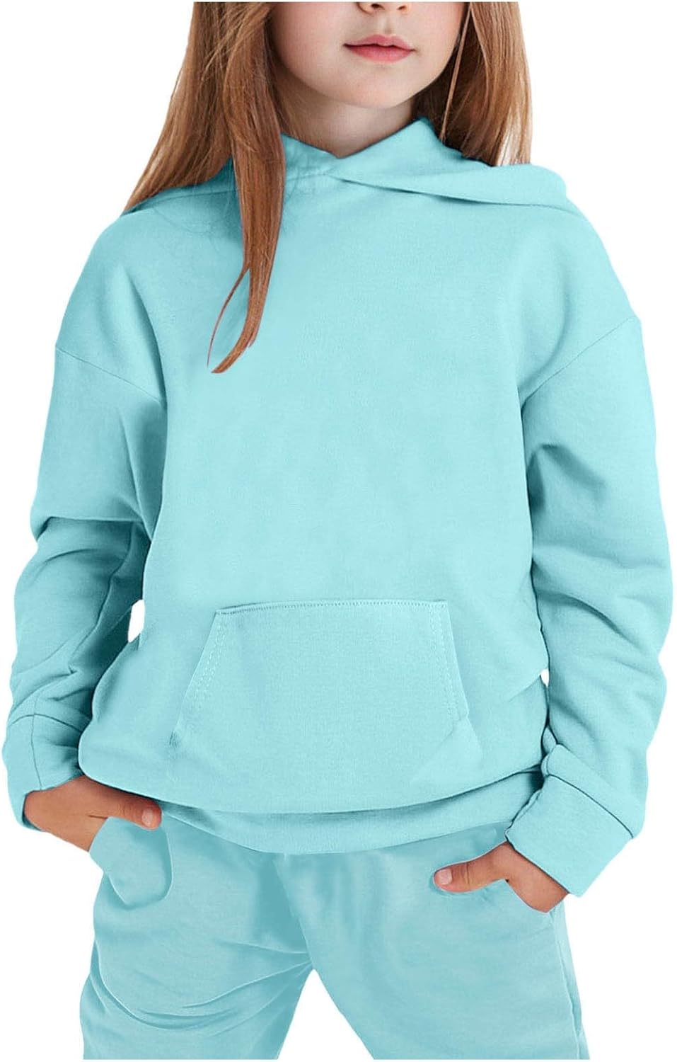 Girls Fall Outfit 2 Piece Hooded with Pockets Outfits Toddler Workout Long Sleeve Travel Sweatsuits Sets Sweatpants