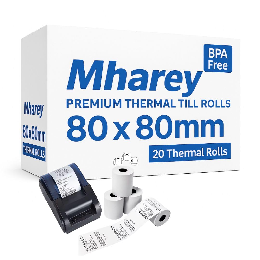 80 x 80mm Premium Thermal Till Rolls, Receipt Paper Rolls for Cash Register, EPOS Printer, POS Terminal, Credit Card Machine PDQ, for Epson, Citizen Printer.