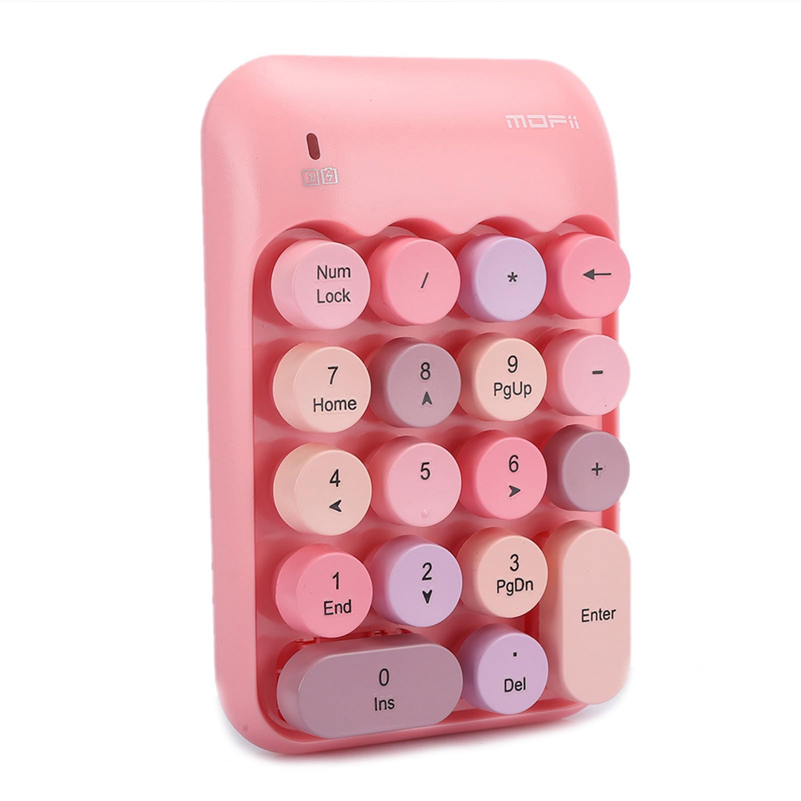 Zunate Numeric Keypad, 18-Keys Portable Slim Mini Number Pad Retro Vintage Colorful Round Chocolate Keycap, Financial Accounting Number Keyboard for Laptop Notebook Desktop-image-12