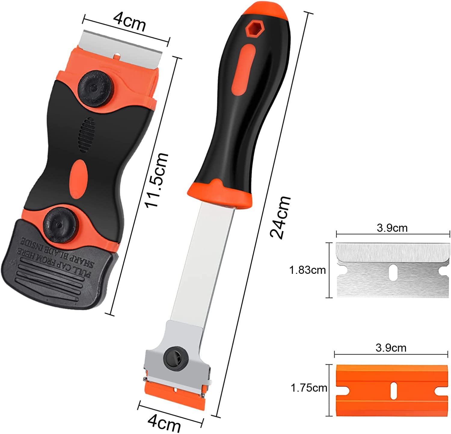 Gebildet Raschietto per Lama di Rasoio, Strumento per Raschietto per Rasoio da 2pcs per Rimuovere Etichette, Adesivo di Registrazione, Tinta(10pcs Lame in Metallo e 20pcs in Plastica Extra)