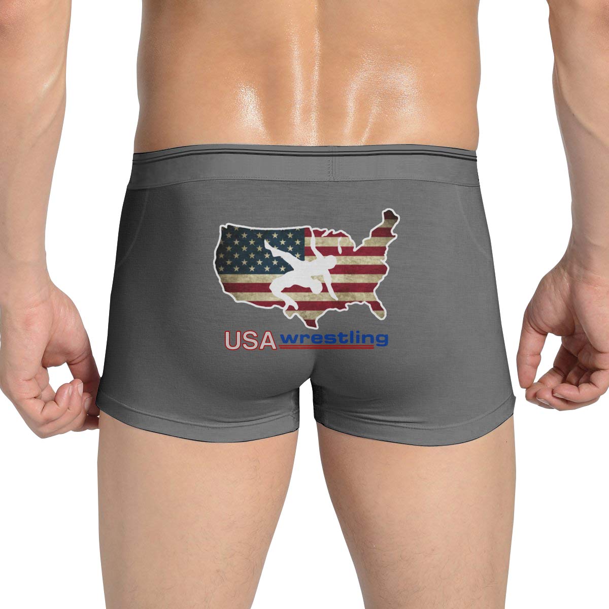 Men's USA Wrestling Flag Boxer Briefs Soft Breathable Stretch Underwear