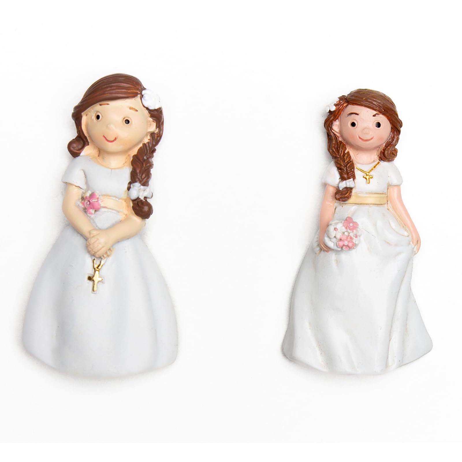 Doni Bomboniere Comunión, 12 unidades, imán para niña, vestido de primera niña, niña, ideal para comuniones, ofertas originales, surtido en dos modelos, ramo entre las manos o rosario, regalo completo