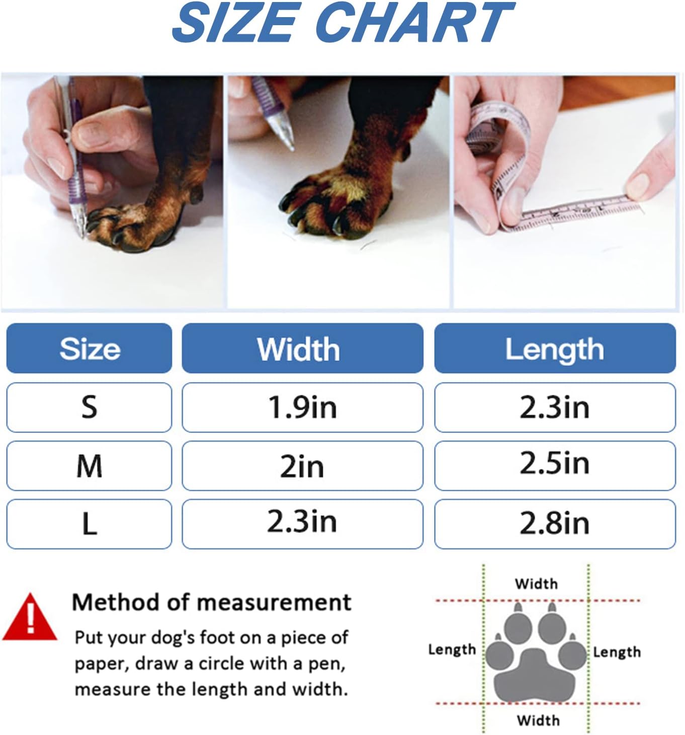 Waterproof Dog Boots, Soft Dog Shoes for Rain Snow with Reflective Strips, Adjustable Dog Paw Protectors for Small Medium Large Dogs Outdoor Walking