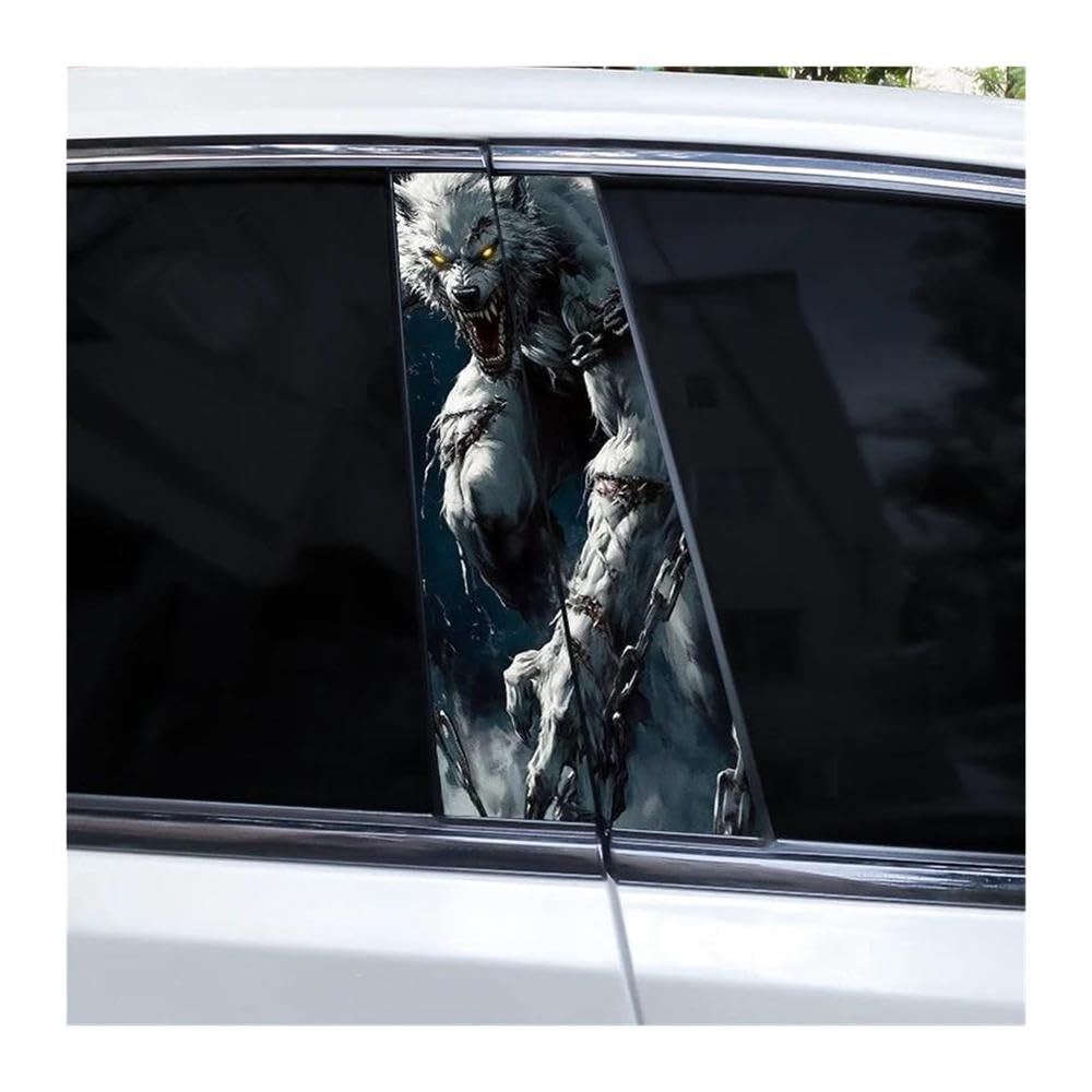 Body Parts 2pcs Car B-Pillar Decorative Decals A Fierce Wolf Car Center Column Sticker DIY(E)