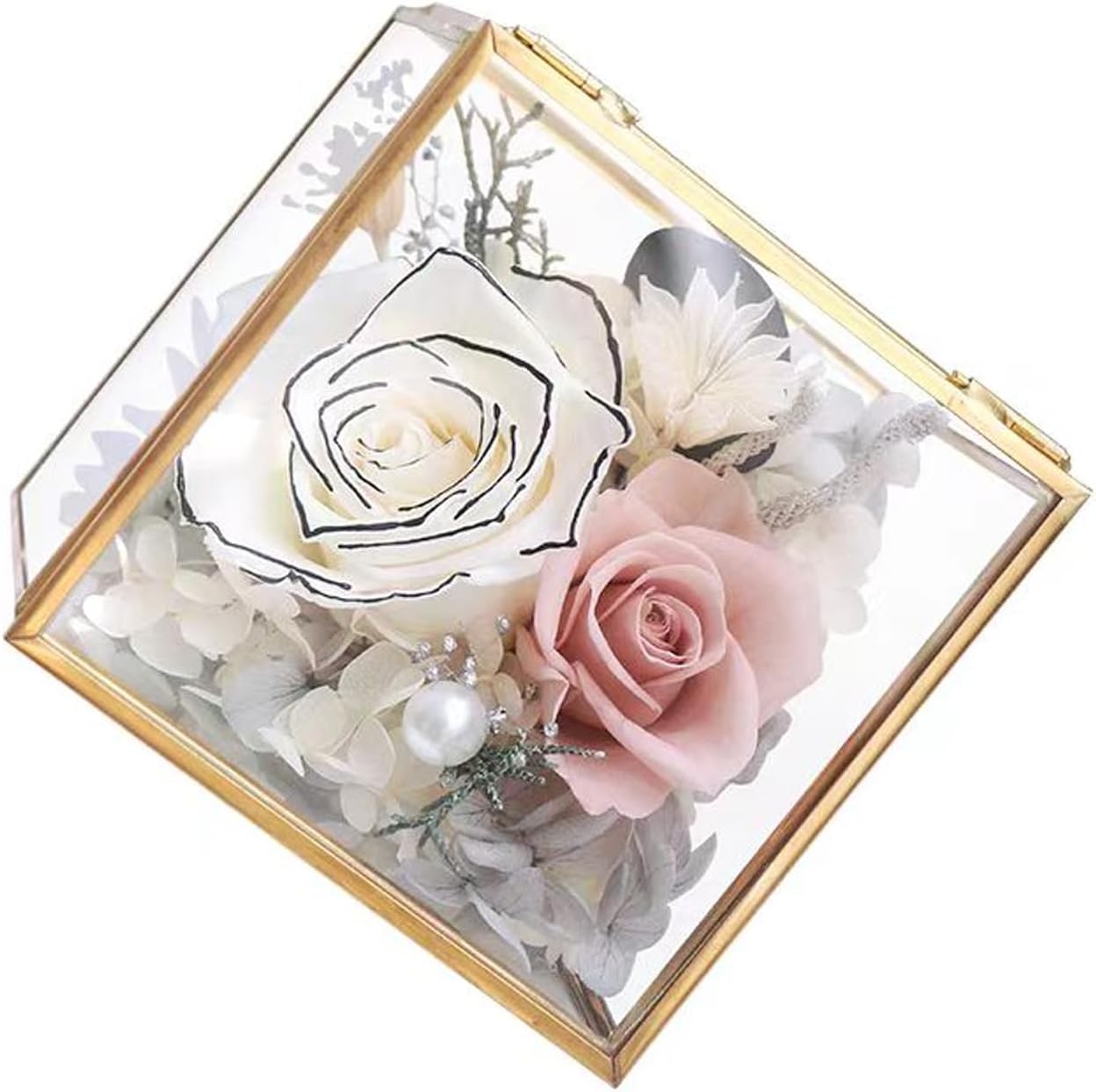 Foreign Sex Glass Cover Preserved Flower Box Rose Flower Creative Ornaments for Long Lasting Storage Grade Gifts for Friends and Families