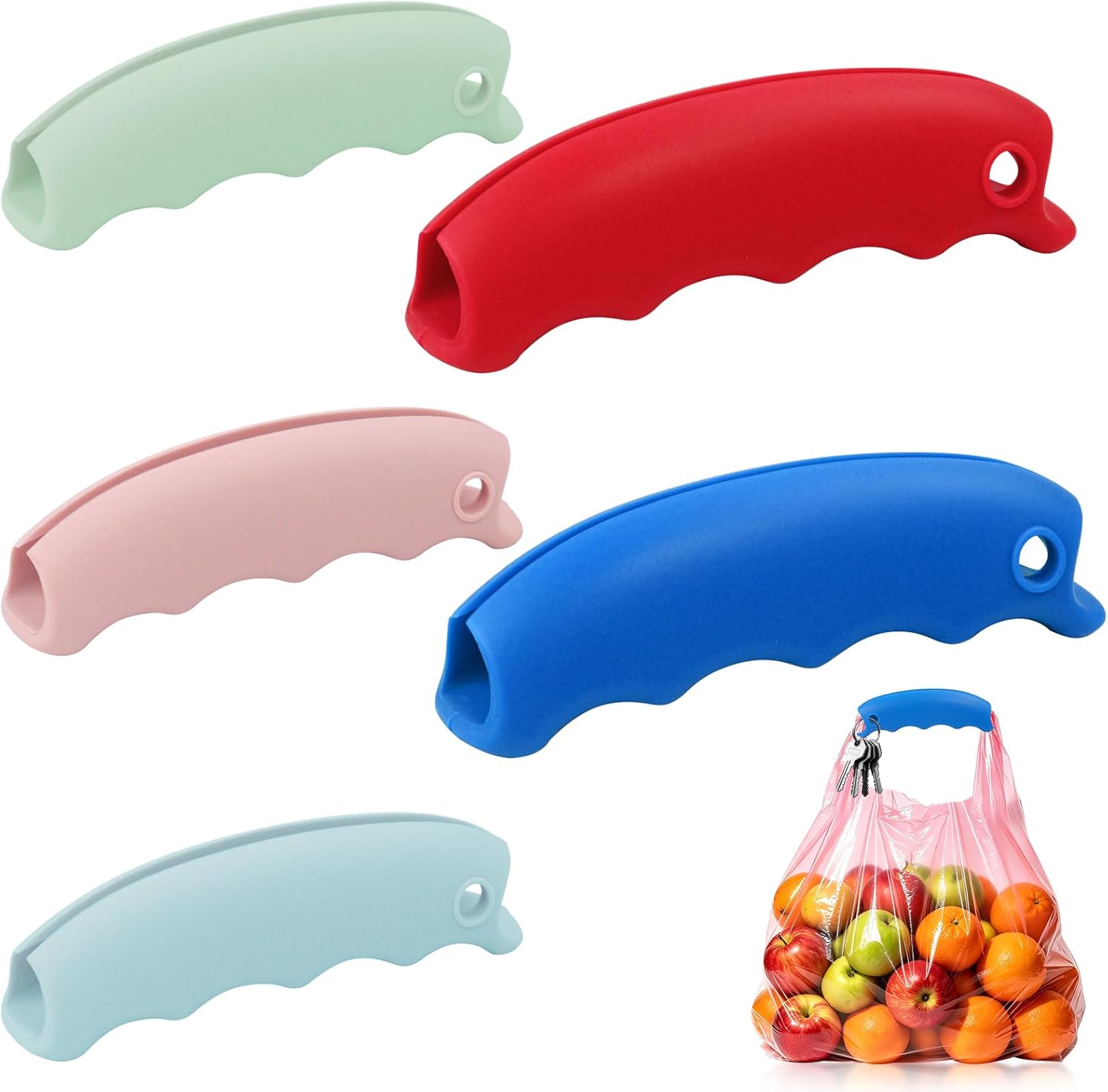 5Pcs Multi-Color Silicone Handle Set, 2 Large 3 Small Ergonomic Labor-Saving Hand Grip, Non-Slip Lifter Helper for Whole Family Adults, Kids, Elderly Heavy Lifting