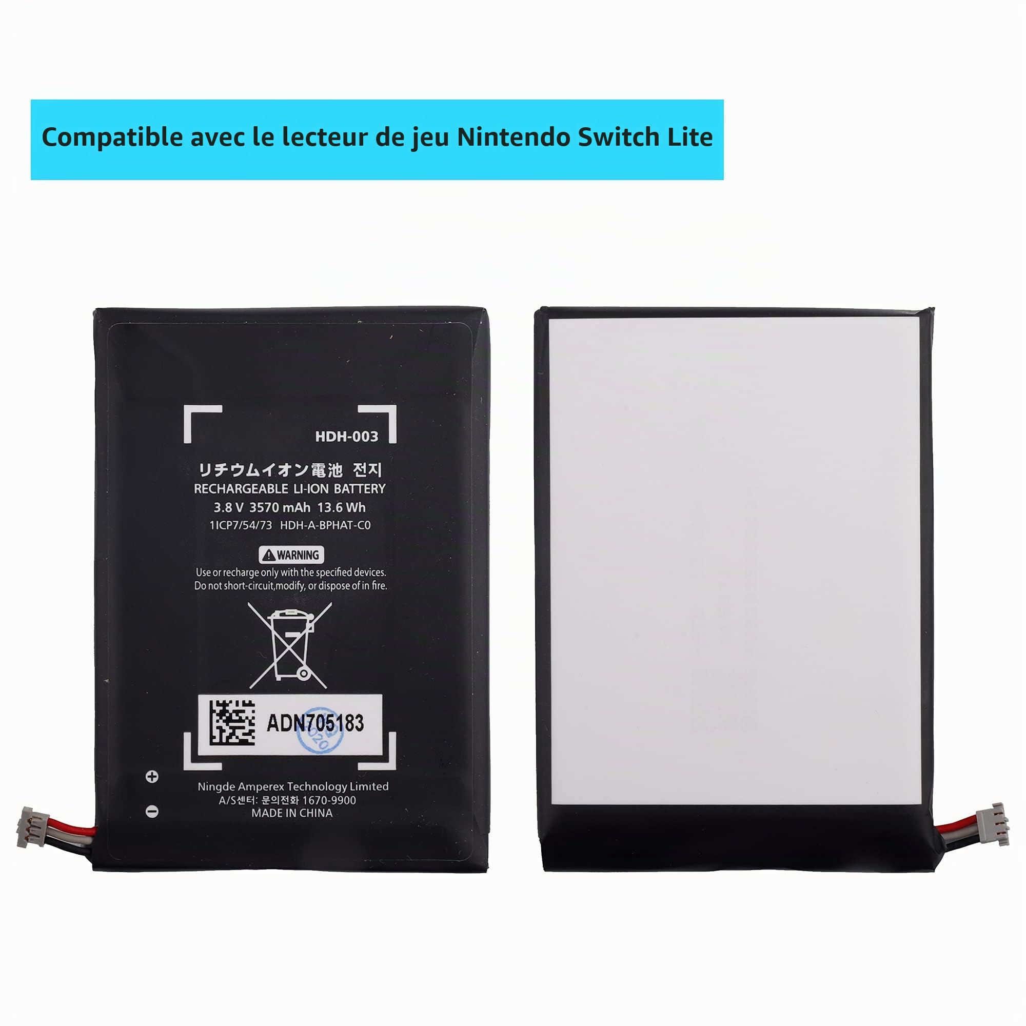Batterie compatible avec Switch HDH-001 HDH-002 Switch Lite Switch Lite avec kit d'outils
