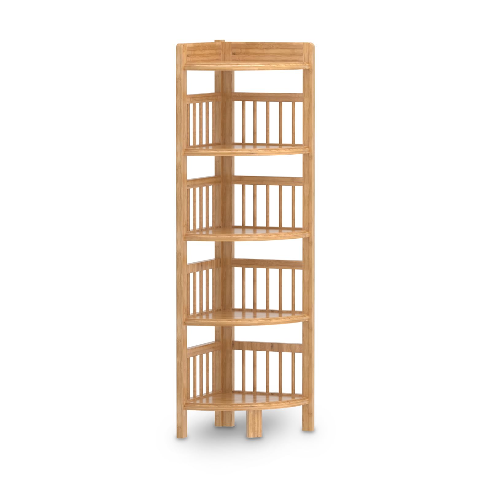 Dripex Estantería para Esquina, de Bambú, Revestimiento de Barniz, Estable y Durable, Mueble Esquinero para Cualquier Habitaciones, 30 x 30 x 110 cm