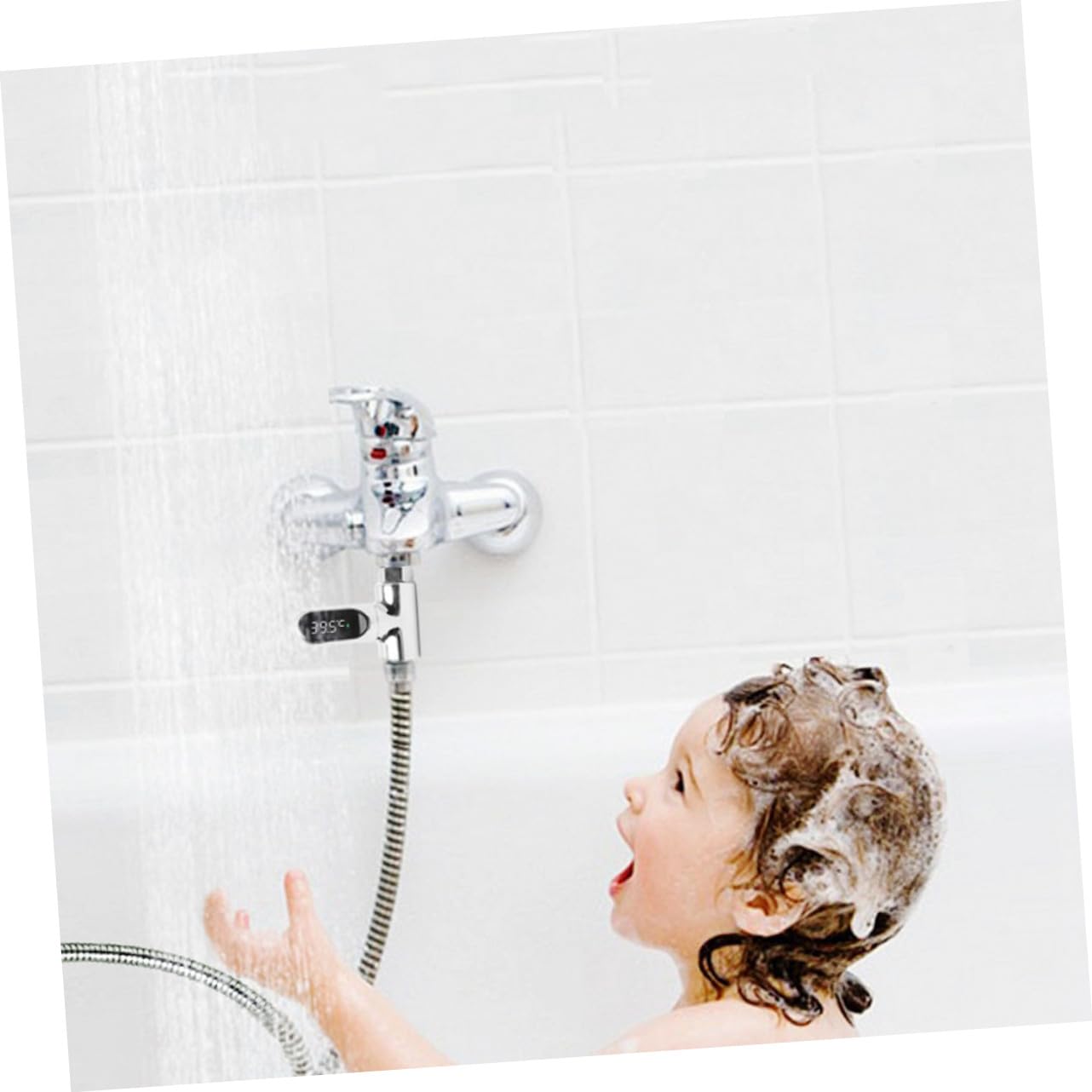 LED Duschwassertemperaturmesser mit Drehbarem Display Batteriefrei durch Hoher Messgenauigkeit Schnellem Einbau Sicherem Material für Babybad und Badewanne Messbereich