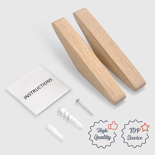Miniatura 7 de Paquete de 2 ganchos de madera montados en la pared, minimalista, fácil de instalar, madera natural real, linda, moderna, de mediados de siglo,