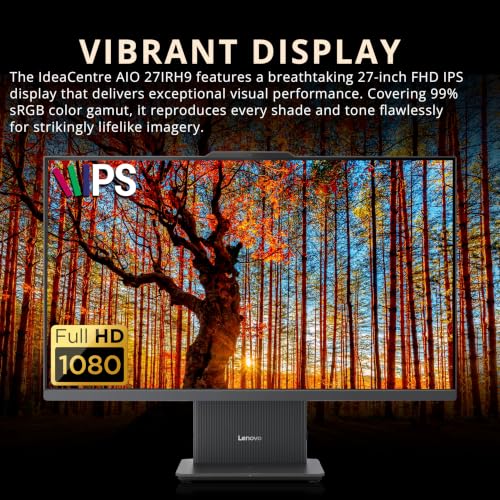 Image of Lenovo IdeaCentre 27 inch FHD All-in-One Desktop, Intel Cor i5-13420H, 32GB RAM, 3TB Storage (2TB SSD+1TB Docking Station), Intel UHD Graphics, Wireless Keyboard & Mouse, HD Camera, Win 11 Pro, Grey