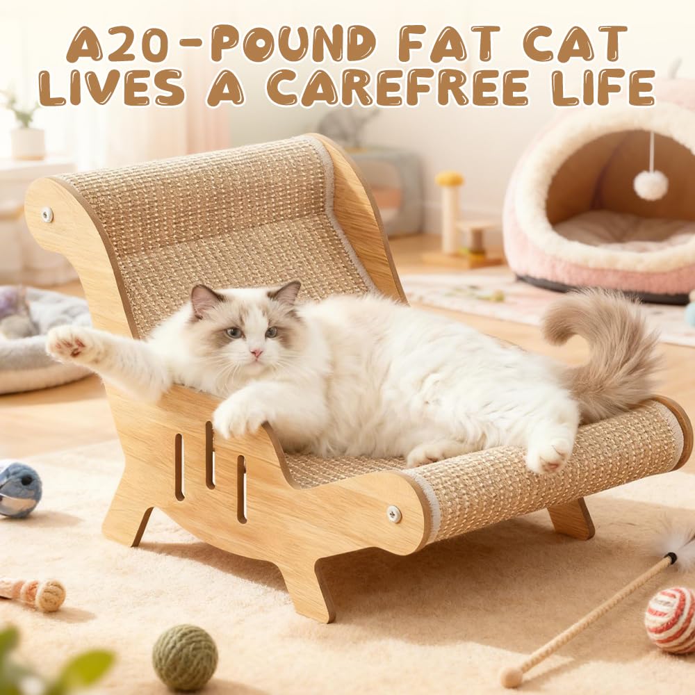 Chaise en Sisal pour Chat, 2-en-1 Chaise Longue pour Chat Peut Dormir et Aiguiser Ses Griffes, Grattoir en Sisal, Chai-se de Plage pour Ch-at, Lit en Si-sal pour Ch-at, pour Petits Animaux
