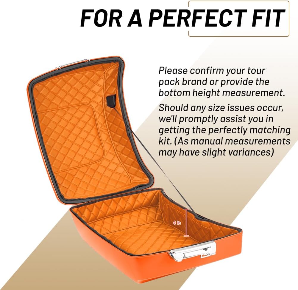 Tour Pack Liners for Harley Razor Tour Pack 2014-2025 With Pockets Orange Thread Stitching