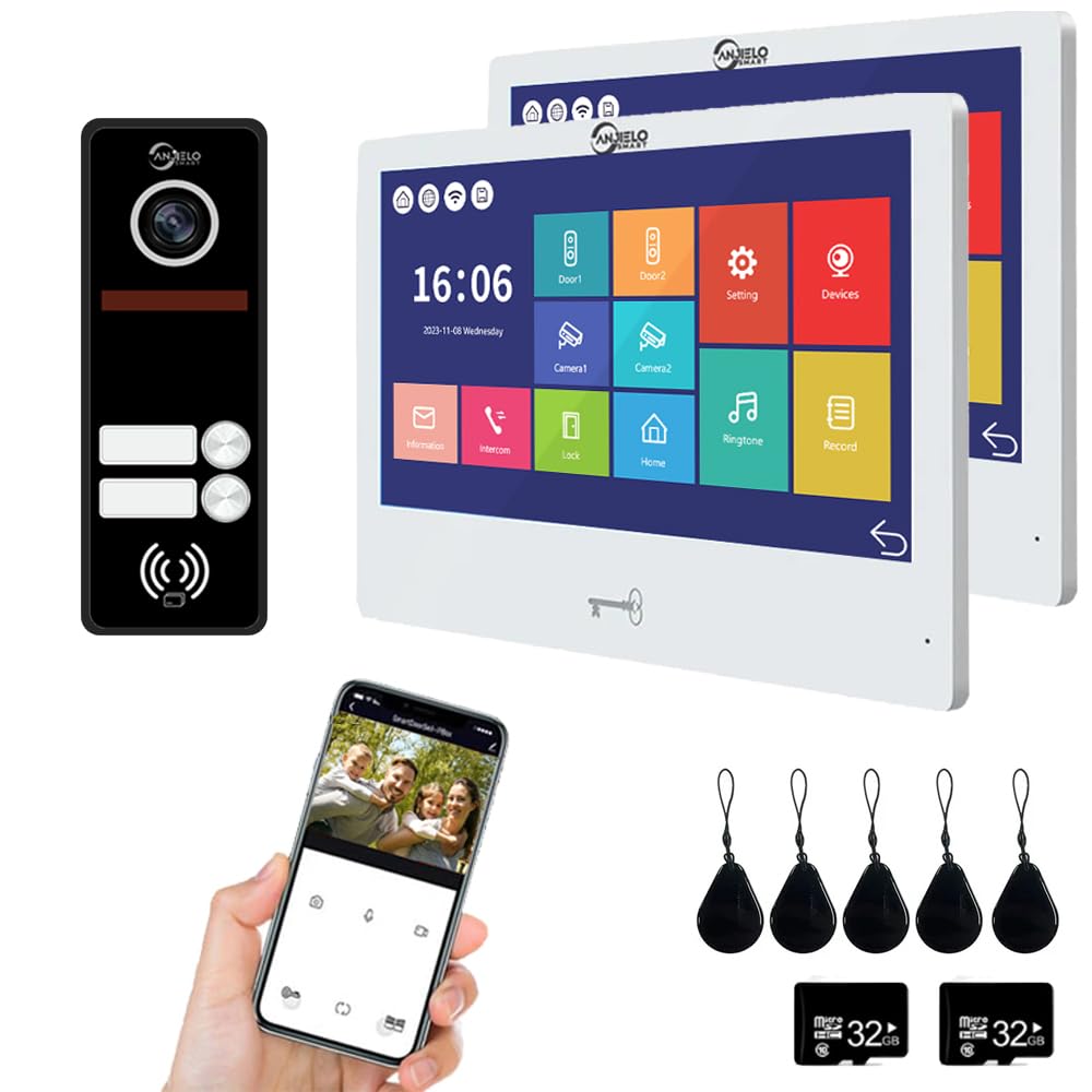 4-Draht-Verbindung TUYA 1080P Visual Türklingel Gegensprechanlage, 2-Familie Türklingel, 10-Zoll-Touchscreen-Display, Innen-und Außenbereich Entriegelung Unterstützung, Zwei-Wege-Sprechanlage