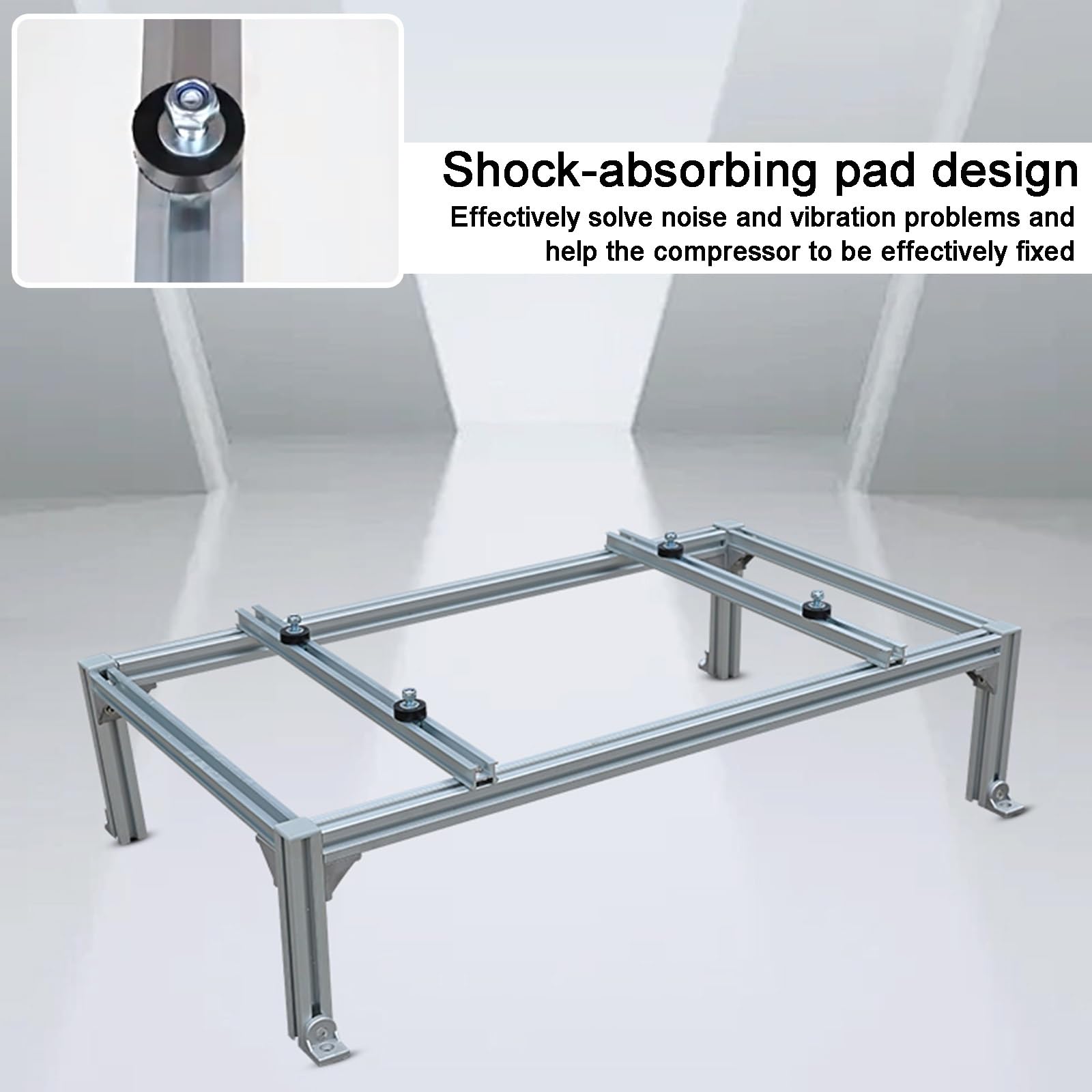 Soporte Aire Acondicionado Exterior con Almohadilla Amortiguadora, Hasta 180 Kg, Soporte de Suelo de Aluminio Resistente para Unidades 3P