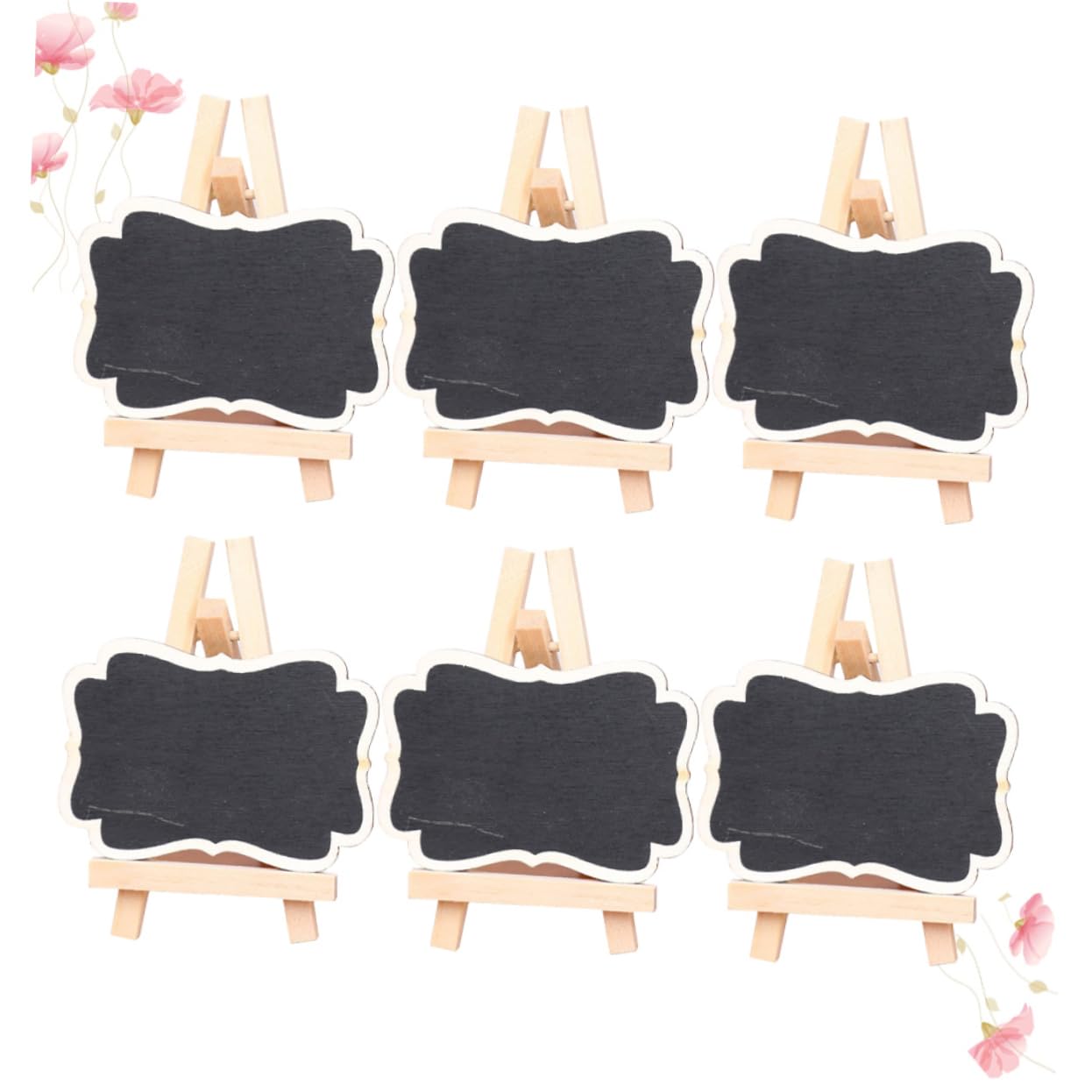 Lurrose 6pcs Mini Wooden Chalkboards Display Message Board for Home and Office Creative Stand Blackboards for Weddings Parties and Boys and Girls Crafts