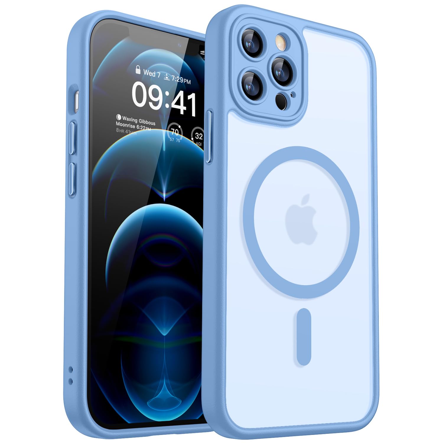 CANSHN Magnetic Shockproof for iPhone 12 Pro Case, Light Blue