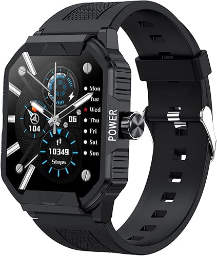 Reloj inteligente para hombre recibe y dial monitor de fitness de pantalla completa de 185 pulgadas para teléfonos Android e iOS con monitor de paso