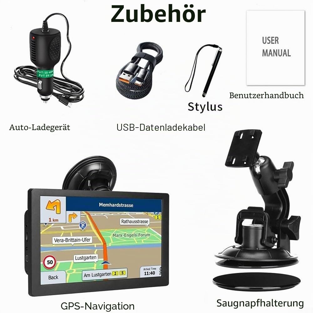9 Zoll LKW-Navi GPS-Navigator für Nutzfahrzeuge LKW Bus Wohnmobil mit Offline-Europa-GB-Karten und lebenslangen Updates bis 2025 (IN EUROPA)