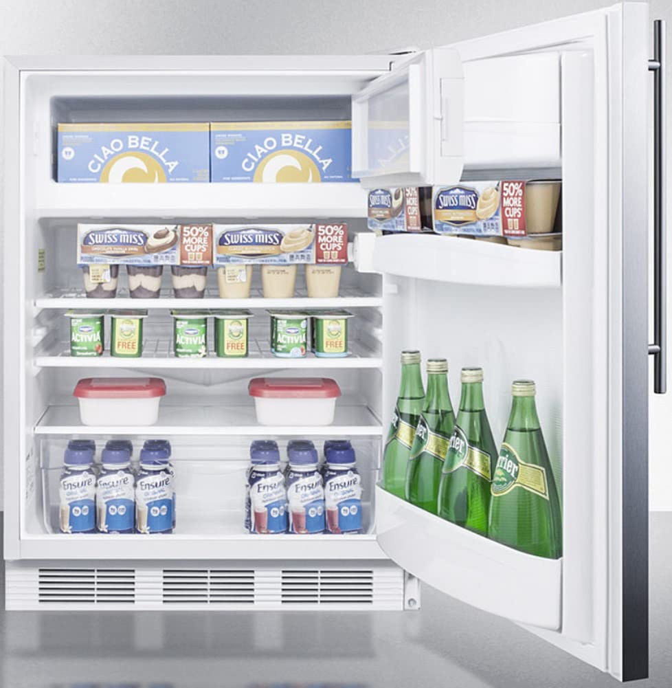 Summit 24" Refrigerator - Freezer, Peak24 Undercounter Fridge, 5.1 Cu.Ft. Capacity, Stainless Steel Door, White Cabinet - Ct66lwsshv on Fridge.com - View 5