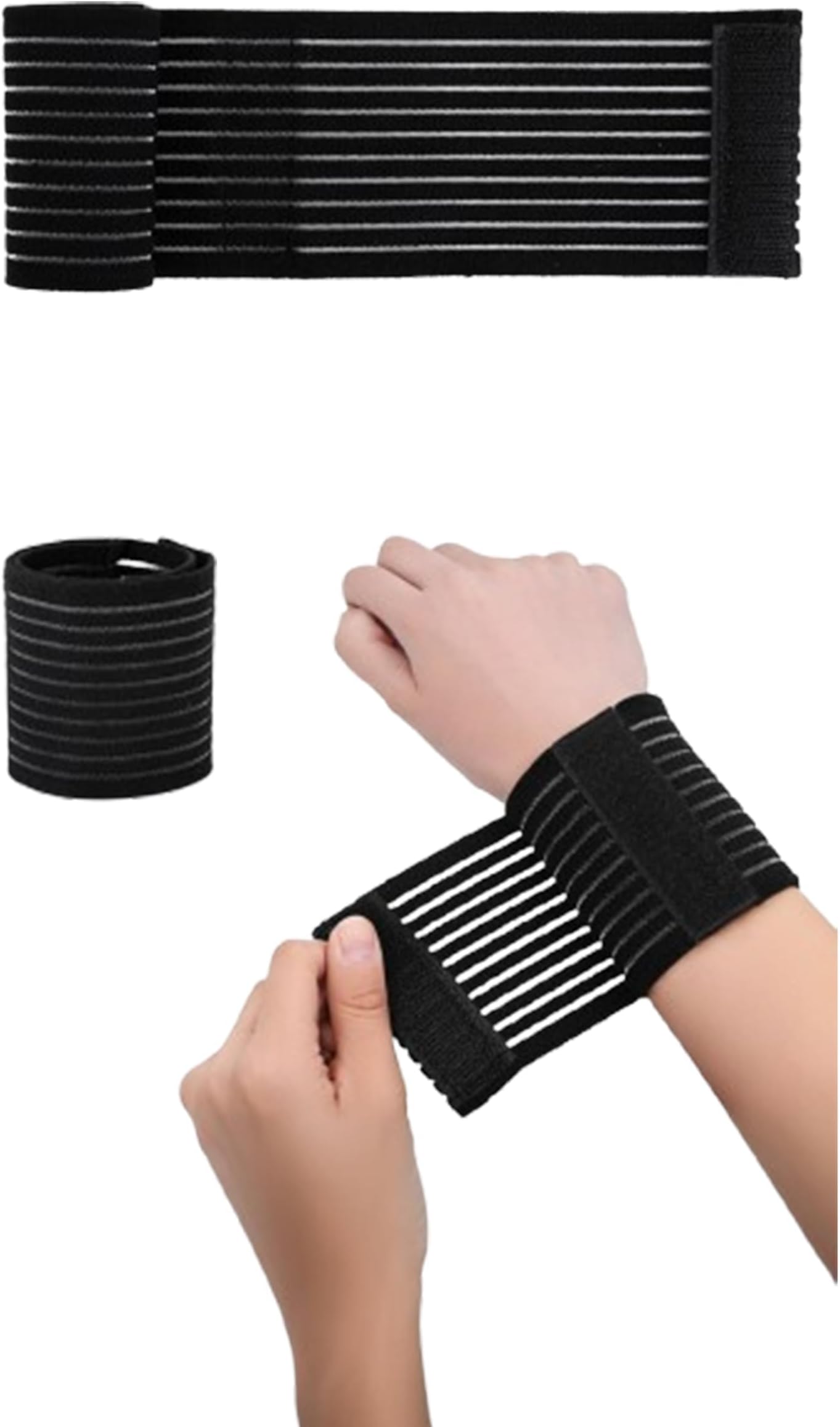 Sweet seven Adjustable Wrist and Ankle Support Straps - 4 Pack Elastic Bandages for Tennis, Gym, and Sports - Breathable Compression Brace with Velcro - Stay Protected and Comfortable