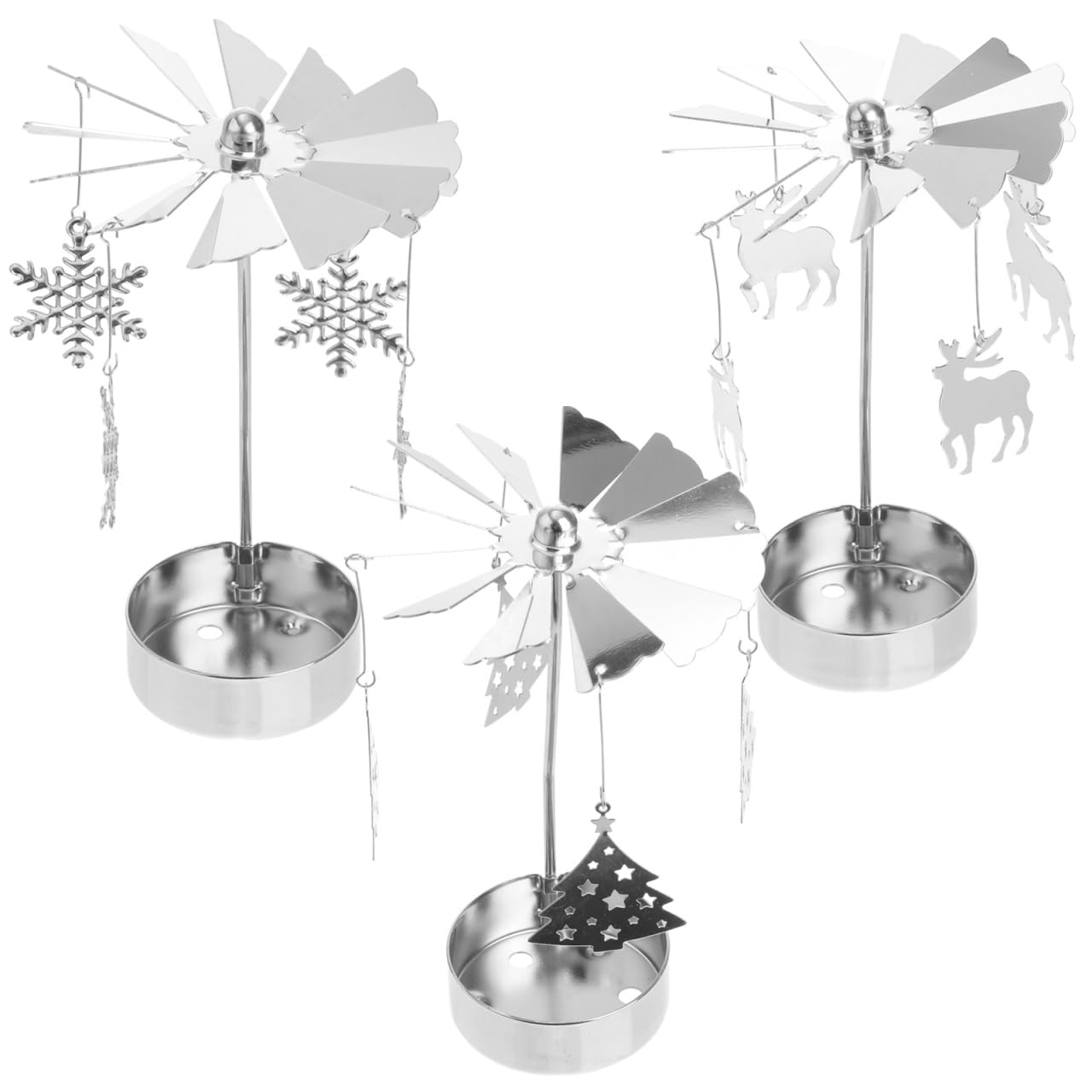 Amosfun Bougeoir Rotatif en MéTal Carrousel pour Bougie DéCoration De Table Romantique Accessoire Bureau Salon Mariage 13X8X8Cm