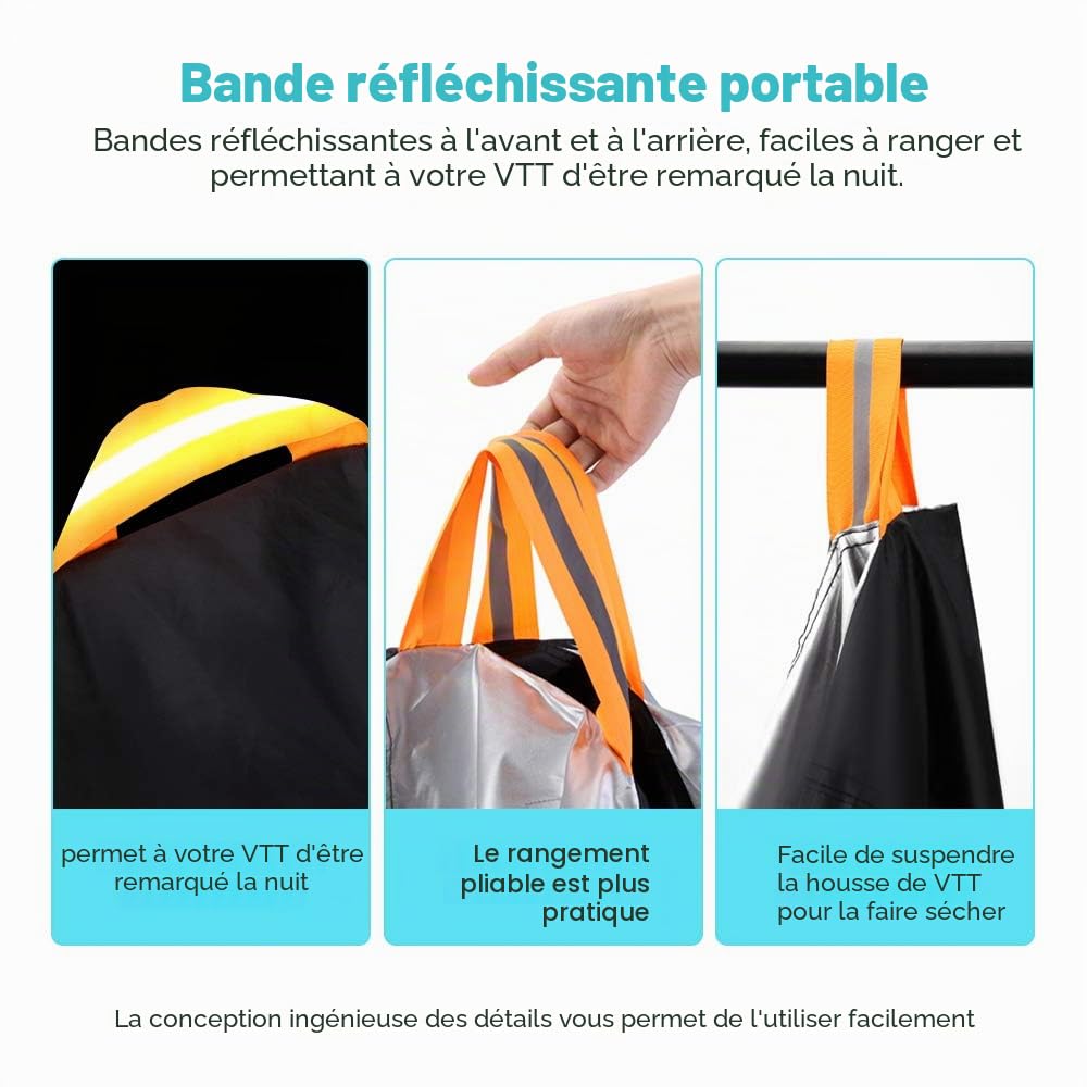 NEVERLAND Housse Quad Imperméable Exterieur Bache Quad Double Face Disponible avec Bandes Réfléchissantes Imperméable Coupe-Vent Anti-UV Noir Argent 256 * 110 * 120cm | Bâche Quad Deux Faces Disponibles Contre la Neige Pluie UV Poussière Extérieur