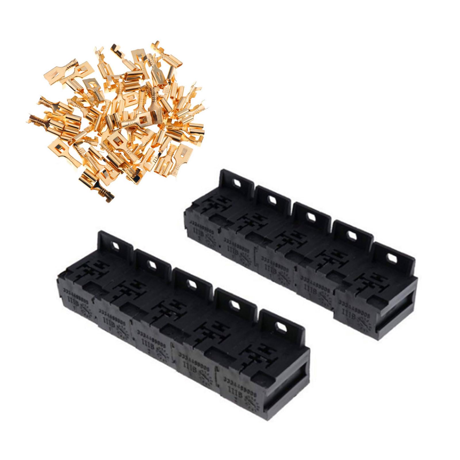 gunhunt 10 PCS Automotive Relay Base Kit, PA66 Material 30A-80A Five-Hole Portable Interlocking Socket with Terminals, Universal Replacement Accessory, for Most Cars, Trucks, and Ships (Black)