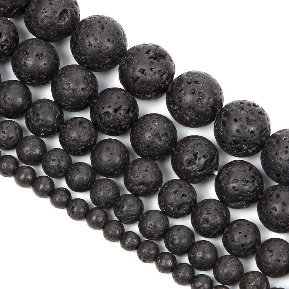 Schwarze Matte Frosted vulkanische Stein Lose Runde Perlen für DIY Armband Schmuck Machen 0/6/8/10 / 12mm-Schwarz_12mm- ca. 30 stücke