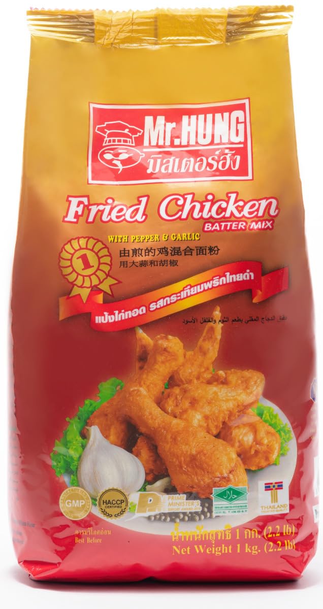 Mr. Hung Fried Chicken Batter Mix with Pepper & Garlic - Crispy Restaurant-Quality Coating, 1KG x 10 Bags