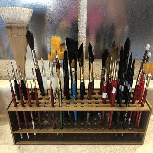 Gaxlako Paintbrush Holder Stand 67 Paint Brushes, Desk Stand Organizer Holding Rack For Pens, Paint Brushes, Colored Pencils, Markers #TOP4