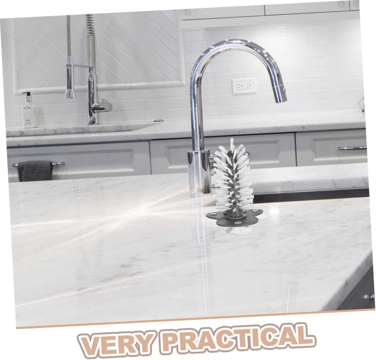 2pcs Suction Cup Bottle Brush and Glass Cup Washer for Kitchen Sink Multi-Function Plastic Water Bottle Cleaning Brush Set for Wine Glasses and Beer Mugs